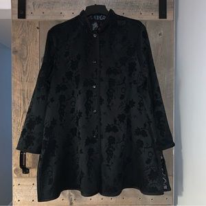 Women’s 2X COLDWATER CREEK Black Reversible Grapes Vines to Paisley Button Coat